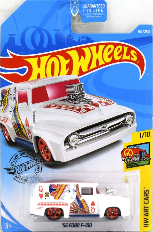 Hot Wheels 2019 - Collector # 187/250 - HW Art Cars 1/10 - '56 Ford Truck F-100 - White - USA