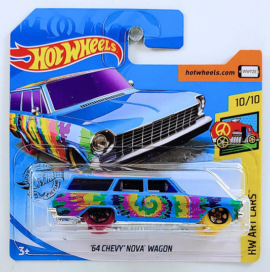 Hot Wheels 2019 - Collector # 188/250 - HW Art Cars 10/10 - '64 Chevy Nova Wagon - Blue - SC