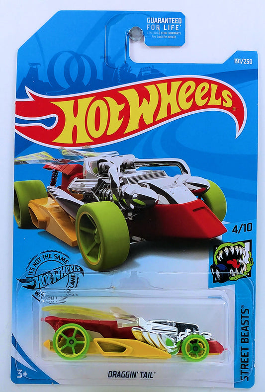 Hot Wheels 2019 - Collector # 191/250 - Street Beasts 4/10 - Draggin' Tail - Red - USA Card