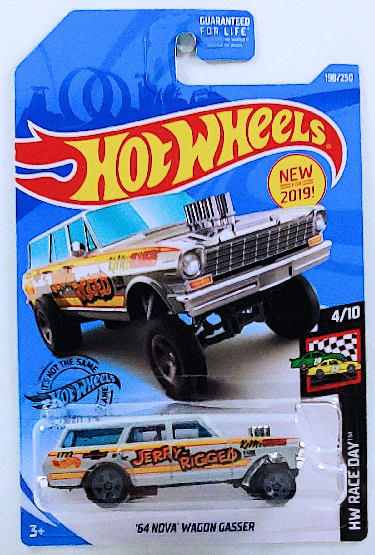 Hot Wheels 2019 - Collector # 198/250 - HW Race Day 4/10 - New Models - '64 Nova Wagon Gasser - Gray / Jerry-Rigged - USA Card