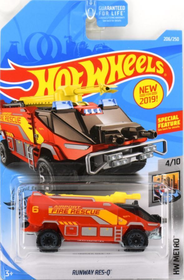 Hot Wheels 2019 - Collector # 206/250 - HW Metro 4/10 - New Models - Runway Res-Q - Red - USA Card