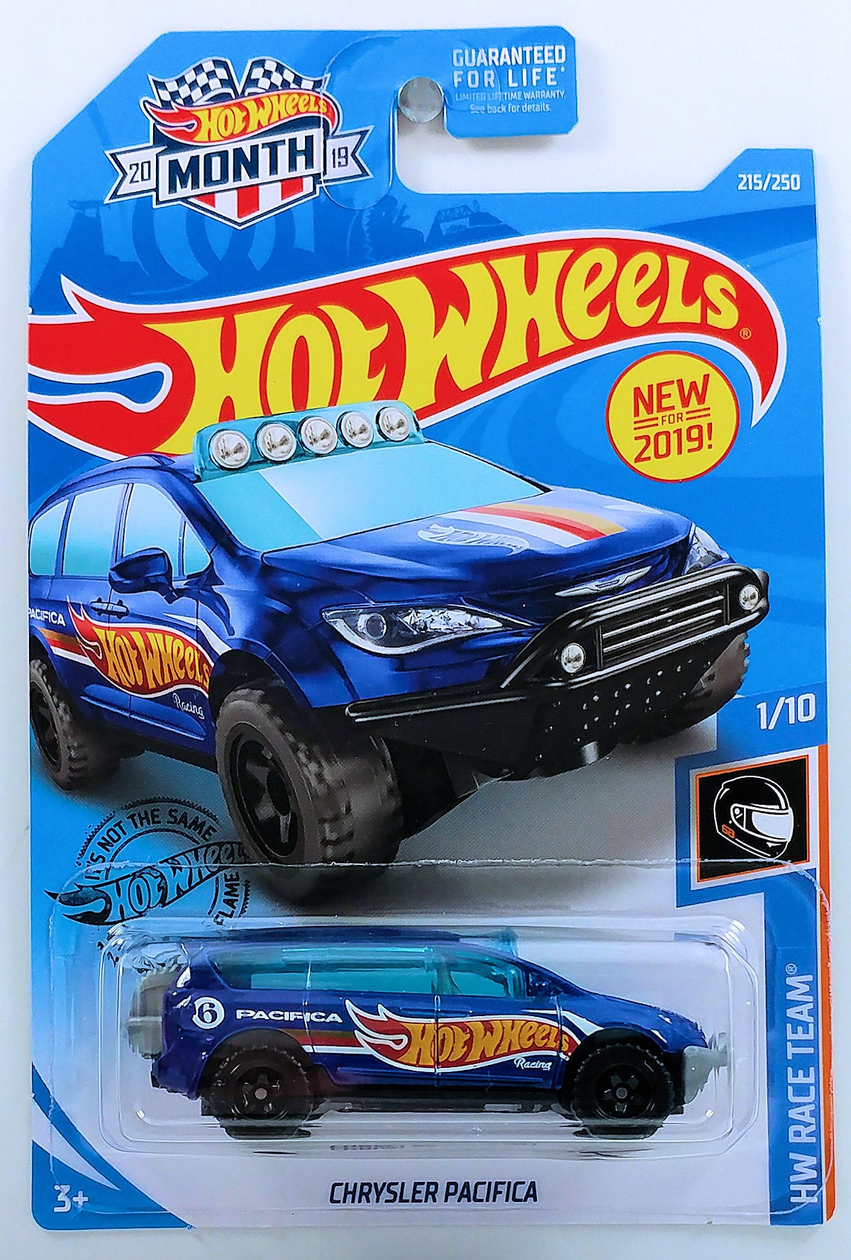 Hot Wheels 2019 - Collector # 215/250 - HW Race Team 1/10 - New Models - Chrysler Pacifica - Dark Blue - USA 'Month'  Card