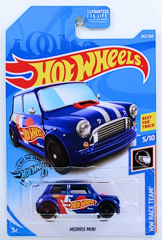 Hot Wheels 2019 - Collector # 242/250 - HW Race Team 5/10 - Morris Mini - Blue - USA Card