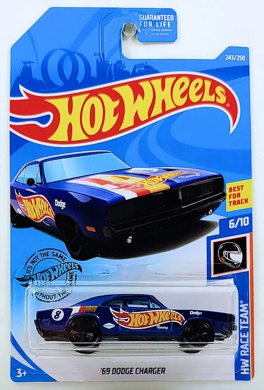 Hot Wheels 2019 - Collector # 243/250 - HW Race Team 6/10 - '69 Dodge Charger - Blue - USA