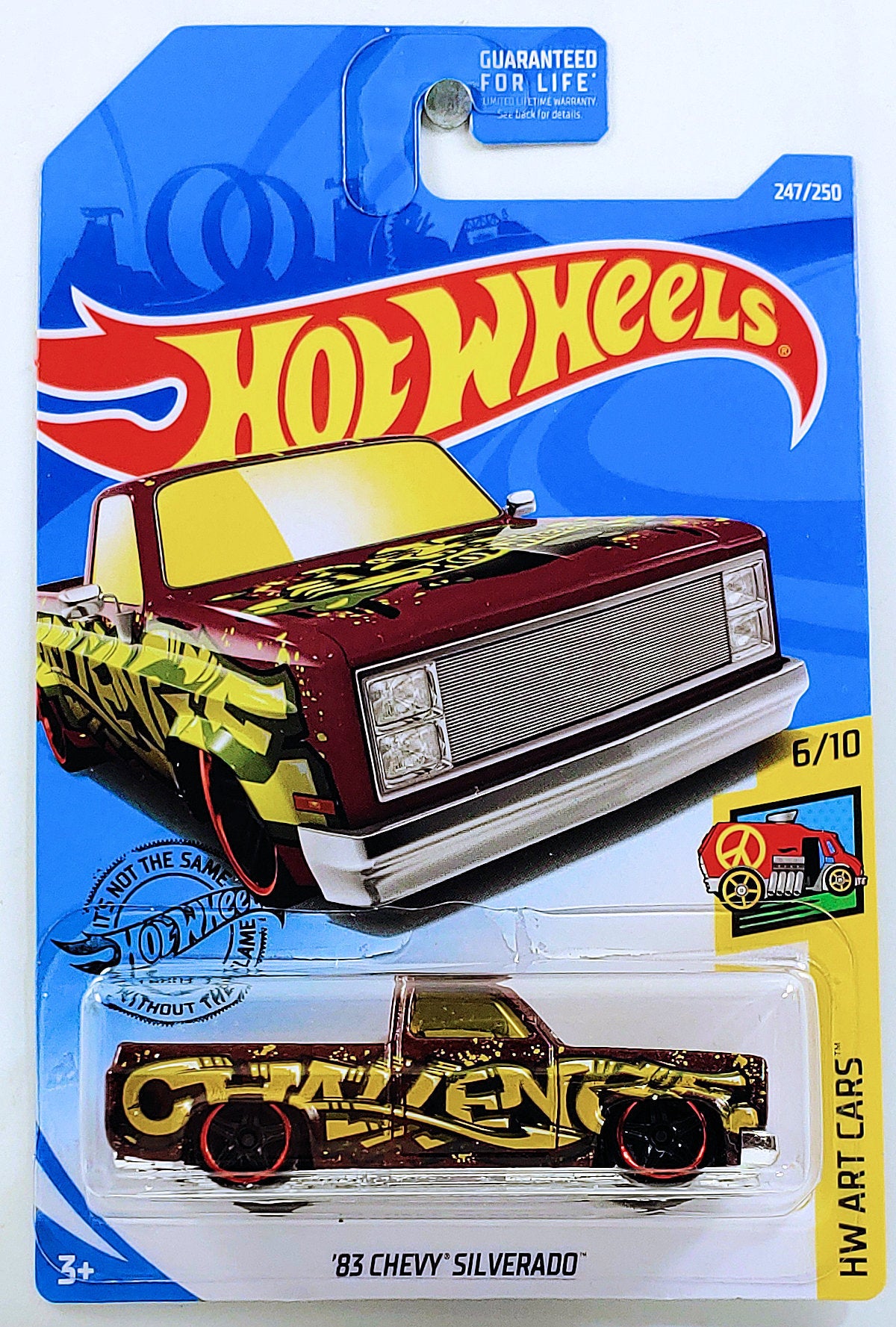 Hot Wheels 2019 - Collector # 247/250 - HW Art Cars 6/10 - '83 Chevy Silverado - Brown / CHALLENGE - USA Card