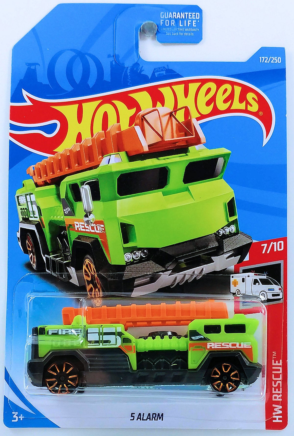 Hot Wheels 2019 - Collector # 172/250 - HW Rescue 7/10 - 5 Alarm (Fire Truck) - Bright Green - USA