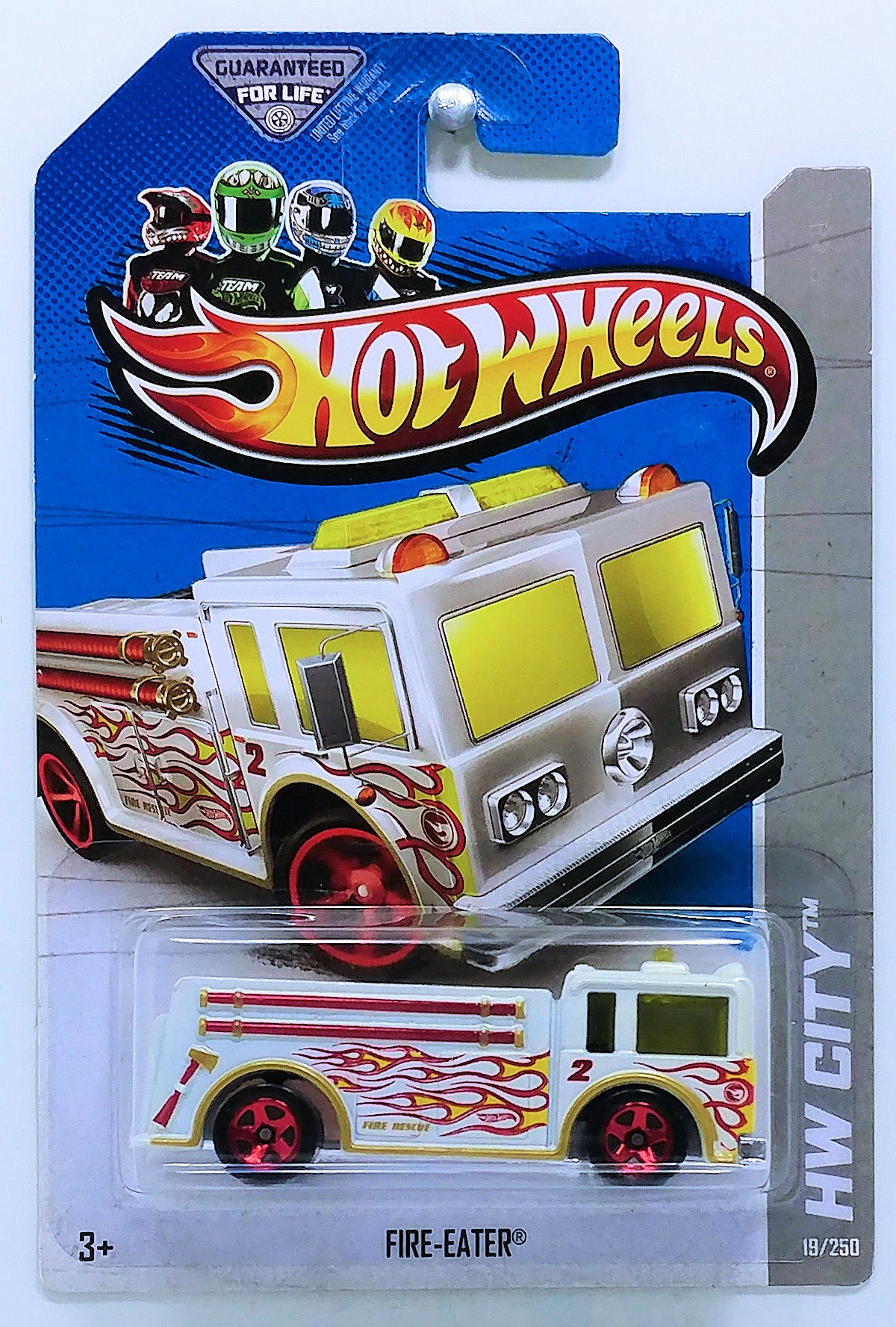 Hot Wheels 2013 - Collector # 019/250 - HW City / HW Rescue / Treasure Hunts - Fire-Eater (Fire Engine / Pumper) - White - USA Card