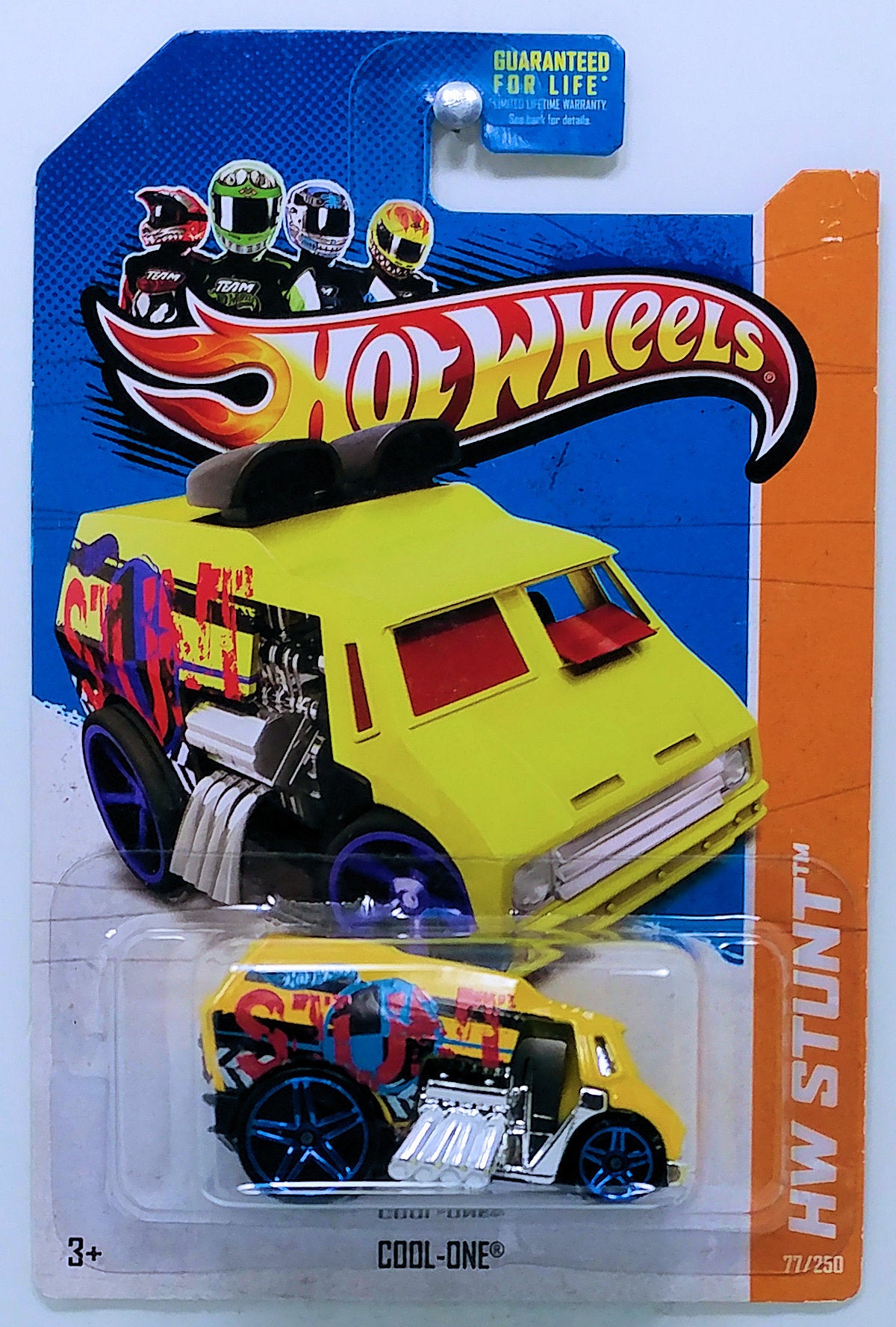 Hot Wheels 2013 - Collector # 077/250 - HW Stunt / Stunt Circuit - Cool-One - Yellow - Orange '13 Card