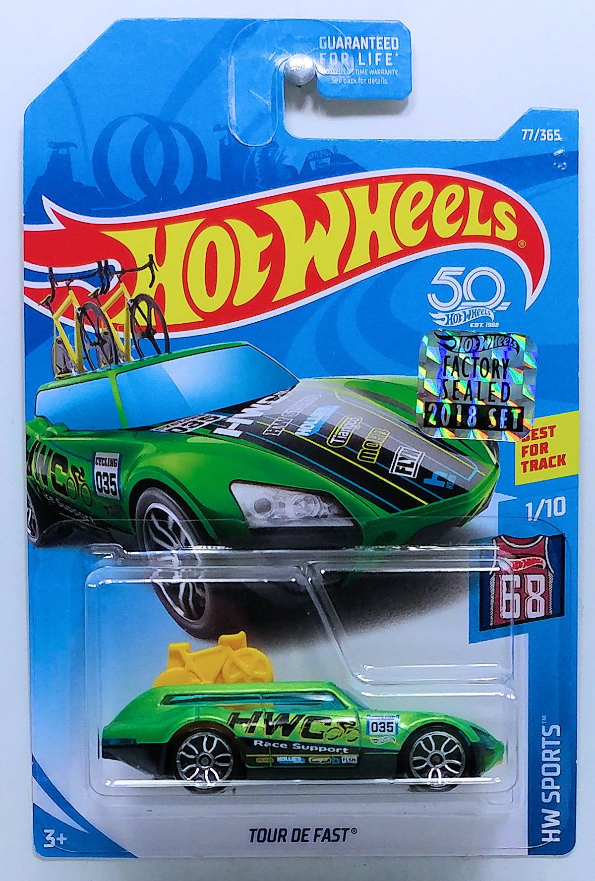 Hot Wheels 2018 - Collector # 077/365 - HW Sports 1/10 - Tour De Fast - Green - 50th Card with FSS