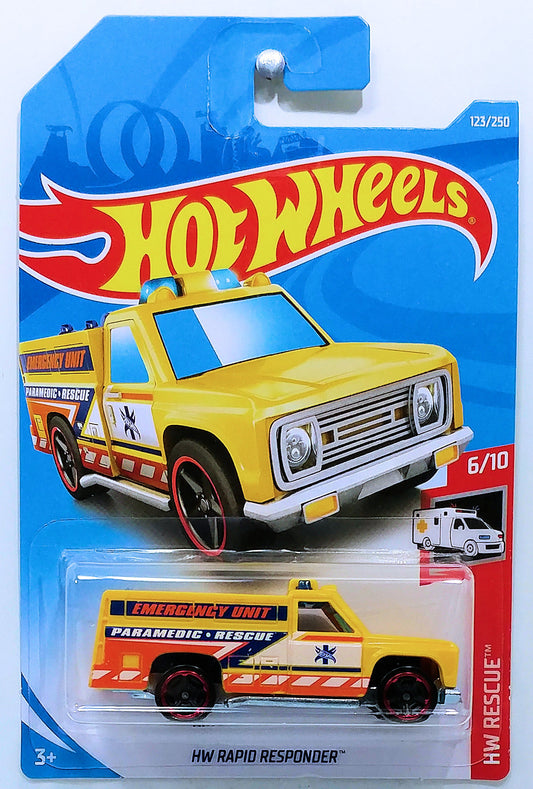 Hot Wheels 2019 - Collector # 123/250 - HW Rescue 6/10 - HW Rapid Responder - Yellow - IC