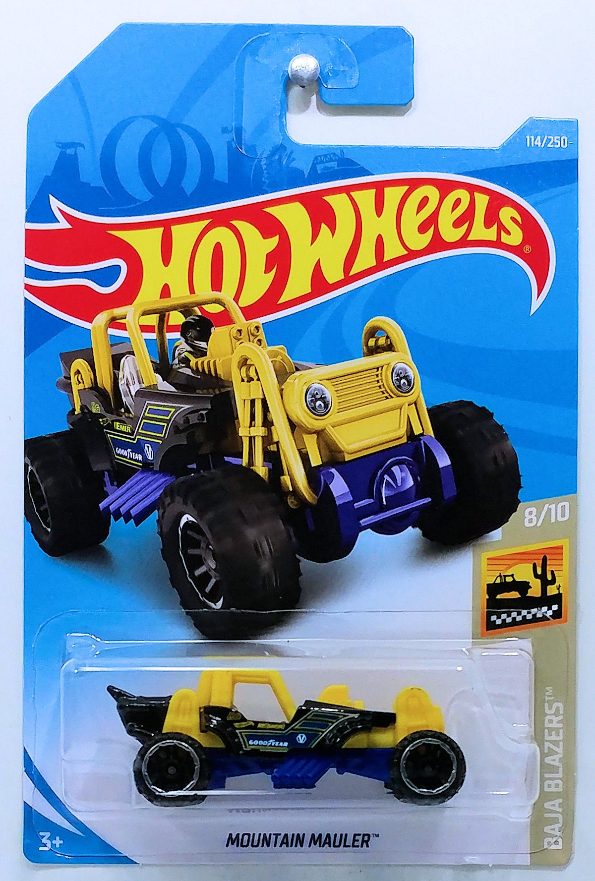 Hot Wheels 2019 - Collector # 114/250 - Baja Blazers 8/10 - Mountain Mauler - Black & Yellow  - IC