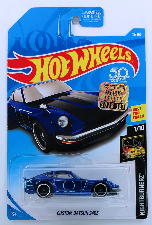 Hot Wheels 2018 - Collector # 015/365 - Nightburnerz 1/10 - Custom Datsun 240Z - Blue - FSC