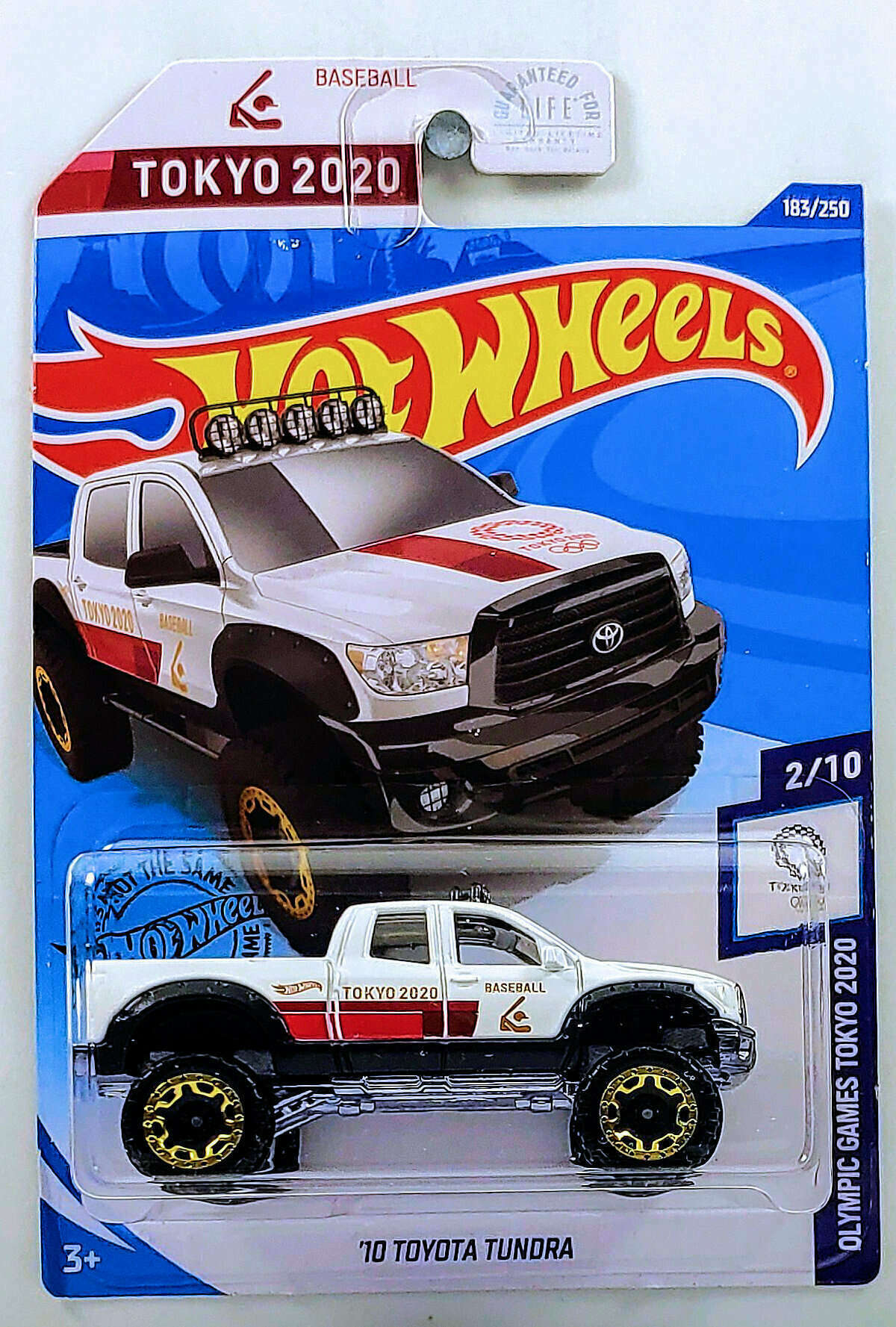 Hot Wheels 2020 - Collector # 183/250 - Olympic Games Tokyo 2020 2/10 - '10 Toyota Tundra - White / Baseball - USA Card