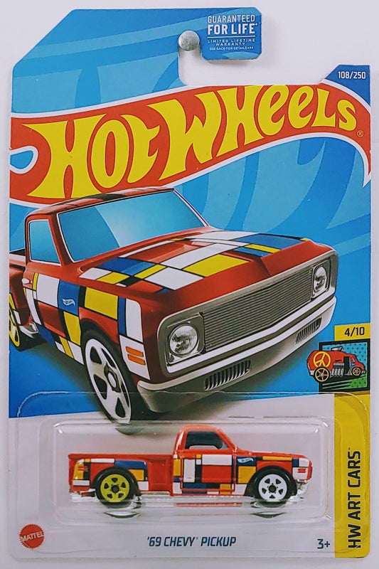 Hot Wheels 2022 - Collector # 108/250 - HW Art Cars 4/10 - '69 Chevy Pickup - Red - USA