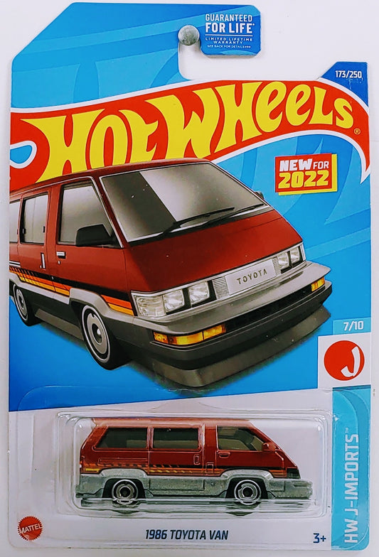 Hot Wheels 2022 - Collector # 173/250 - HW J-Imports 7/10 - New Models - 1986 Toyota Van - Metalflake Dark Red - USA