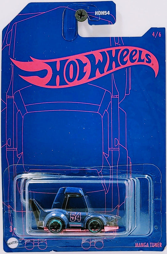 Hot Wheels 2022 - 54th Anniversary Series 2 / Blue & Pink 4/6 - Manga Tuner - Dark Blue