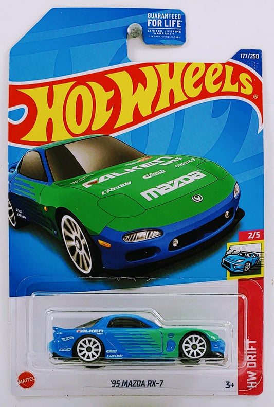 Hot Wheels 2022 - Collector # 177/250 - HW Drift 2/5 - '95 Mazda RX-7 - Blue / Falken