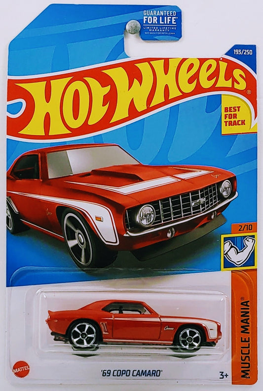 Hot Wheels 2022 - Collector # 193/250 - Muscle Mania 2/10 - '69 COPO Camaro - Red - USA Card