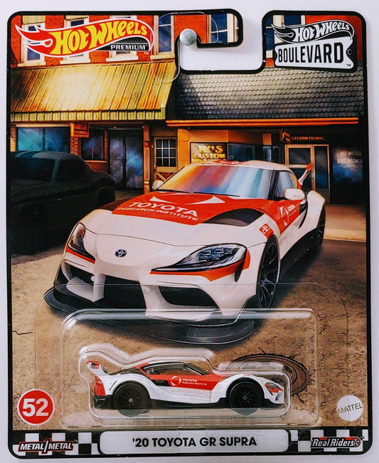 Hot Wheels 2022 - Premium / Boulevard # 52 - '20 Toyota GR Supra - Red & White - Metal/Metal & Real Riders - Walmart Exclusive