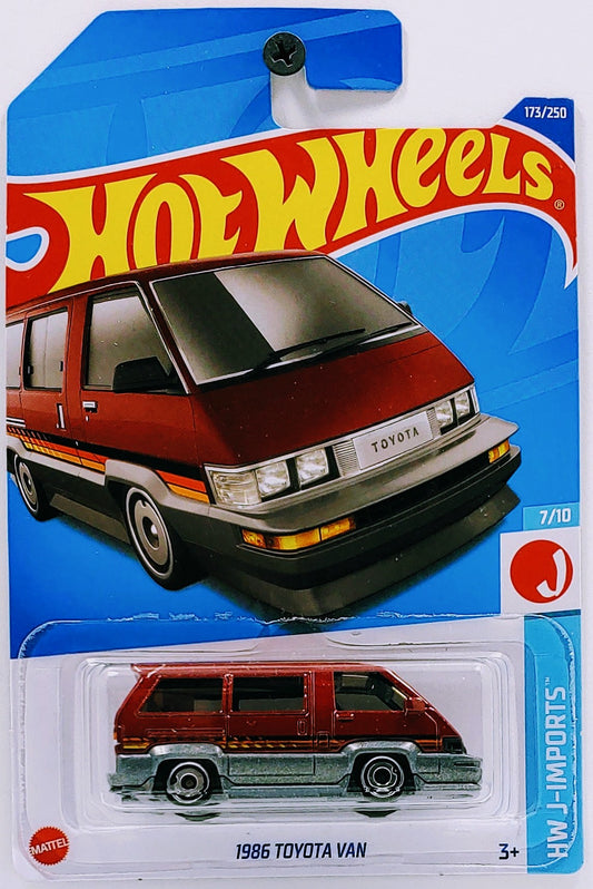 Hot Wheels 2022 - Collector # 173/250 - HW J-Imports 7/10 - 1986 Toyota Van - Metalflake Dark Red - IC