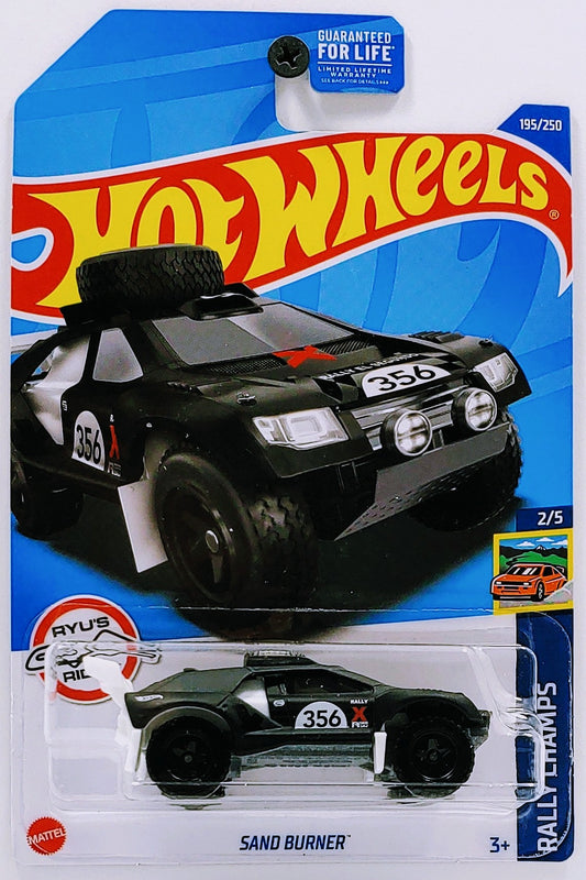 Hot Wheels 2022 - Collector # 195/250 - Rally Champs 2/5 - Sand Burner - Matte Black / # 356