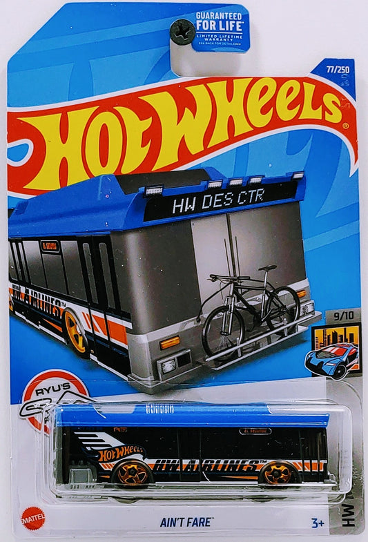 Hot Wheels 2022 - Collector # 077/250 - HW Metro 9/10 - Ain't Fare - Blue / HW Airlines