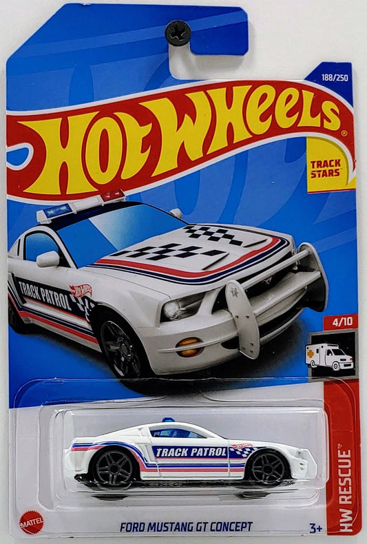 Hot Wheels 2022 - Collector # 188/250 - HW Rescue 4/10 - Ford Mustang GT Concept - White / Track Patrol - IC