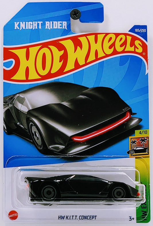 Hot Wheels 2022 - Collector # 185/250 - HW Exotics 4/10 - HW K.I.T.T. Concept - Black - Aero Disc - International Card with 'Knight Rider'