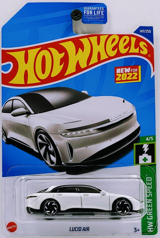 Hot Wheels 2022 - Collector # 147/250 - HW Green Speed 4/5 - New Models - Lucid Air - White - USA