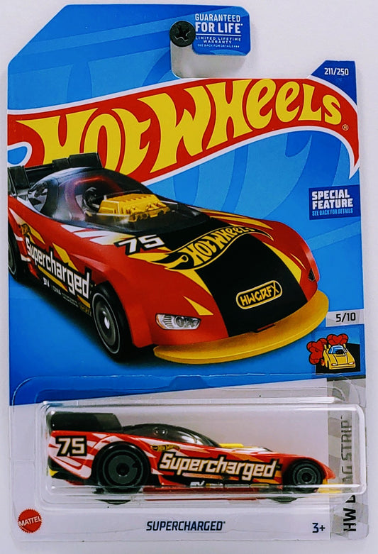 Hot Wheels 2022 - Collector # 211/250 - HW Drag Strip 5/10 - Supercharged - Black & Red - USA