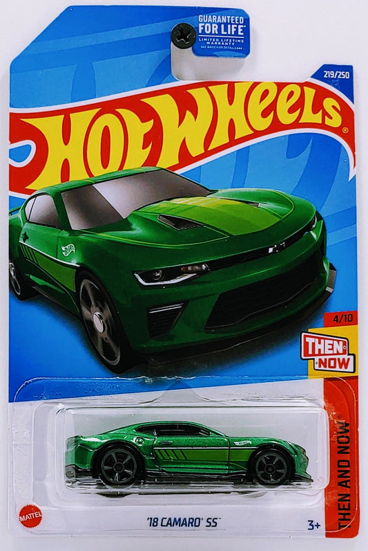 Hot Wheels 2022 - Collector # 219/250 - Then And Now 4/10 - '18 Camaro SS - Green - USA