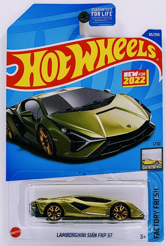 Hot Wheels 2022 - Collector # 085/250 - Factory Fresh 1/10 - New Model - Lamborghini Sian FKP 37 - Metallic Green - USA