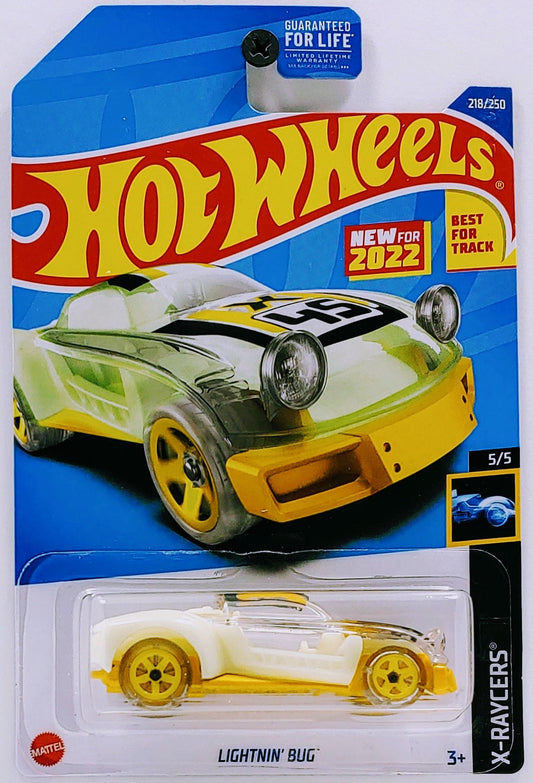 Hot Wheels 2022 - Collector # 218/250 - X-Raycers 5/5 - New Model - Lightnin' Bug - Transparent & Glow-In-The-Dark - USA