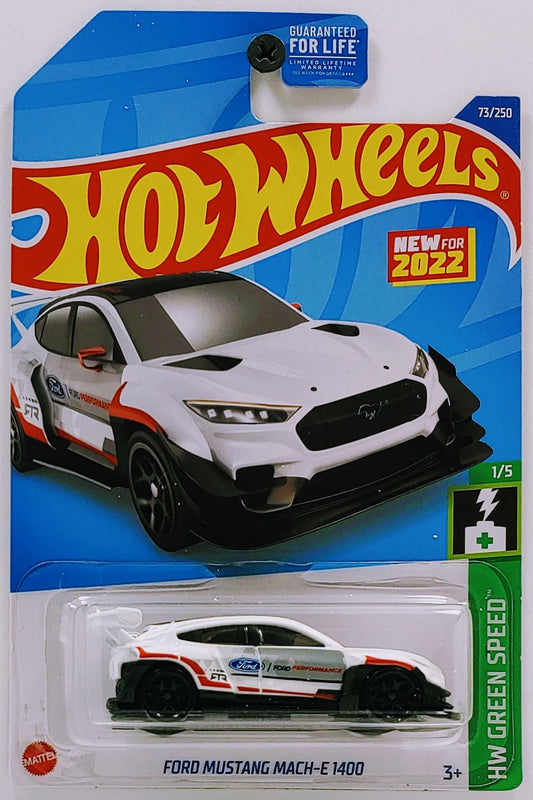 Hot Wheels 2022 - Collector # 073/250 - HW Green Speed 1/5 - New Model - Ford Mustang MACH-E 1400 - White - USA