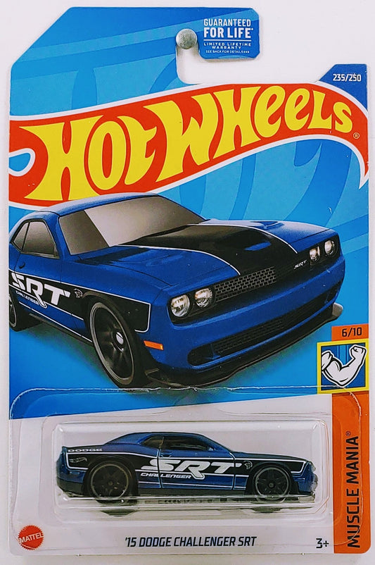 Hot Wheels 2022 - Collector # 235/250 - Muscle Mania 6/10 - '15 Dodge Challenger SRT - Blue / SRT - USA