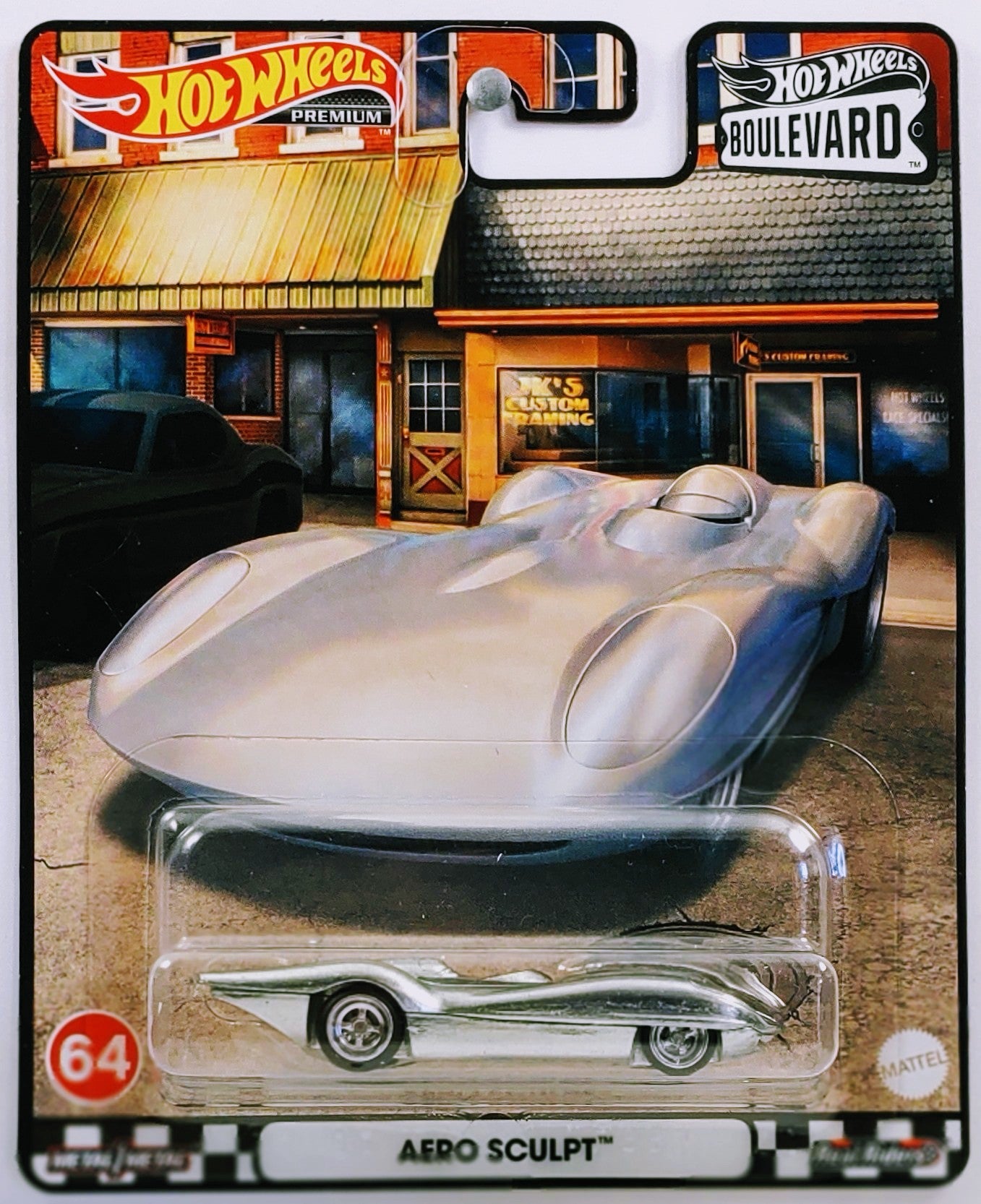 Hot Wheels 2022 - Premium / Boulevard # 64 - Aero Sculpt - ZAMAC - Metal/Metal & Real Riders - Walmart Exclusive