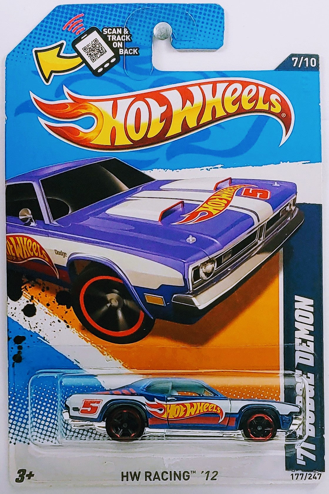 Hot Wheels 2012 - Collector # 177/247 - HW Racing 7/10 - '71 Dodge Demon - Blue - USA