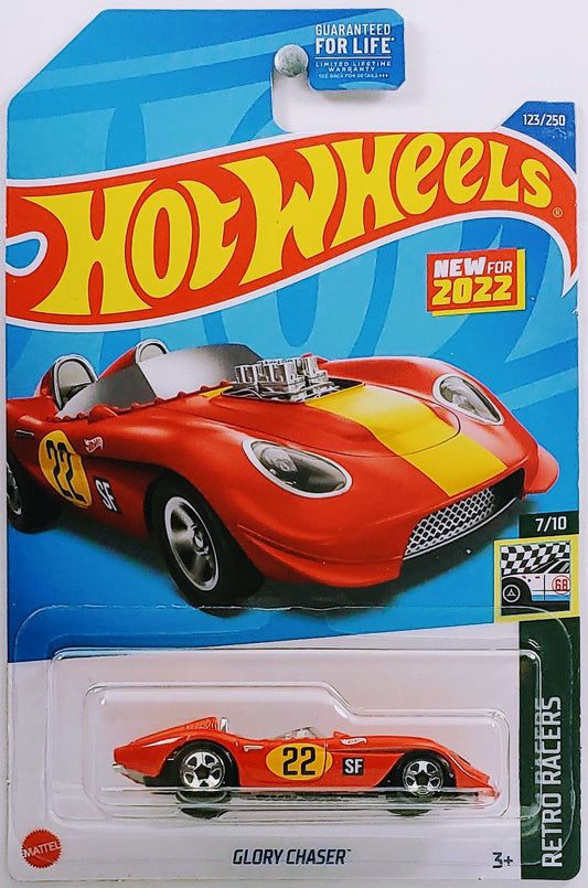 Hot Wheels 2022 - Collector # 123/250 - Retro Racers 7/10 - New Models - Glory Chaser - Red - USA