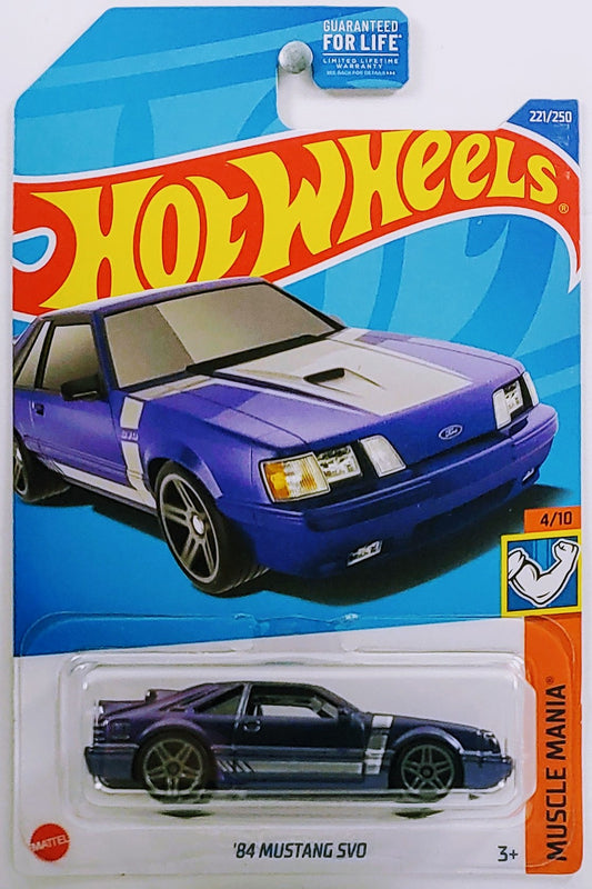 Hot Wheels 2022 - Collector # 221/250 - Muscle Mania 4/10 - '84 Mustang SVO - Purple - USA