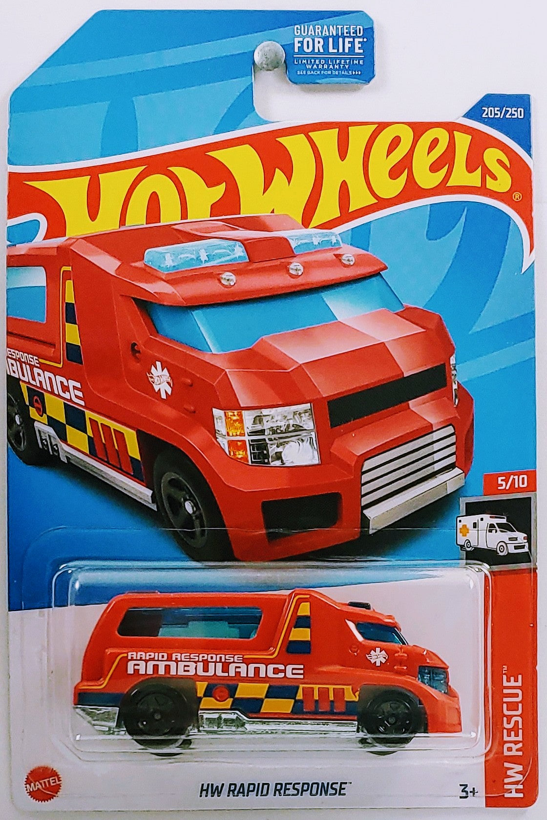 Hot Wheels 2022 - Collector # 205/250 - HW Rescue 5/10 - HW Rapid Response - Red / Ambulance - USA