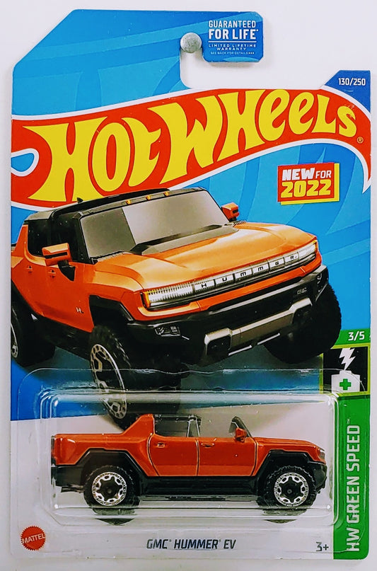 Hot Wheels 2022 - Collector # 130/250 - HW Green Speed 3/5 - New Models - GMC Hummer EV - Metallic Orange - USA