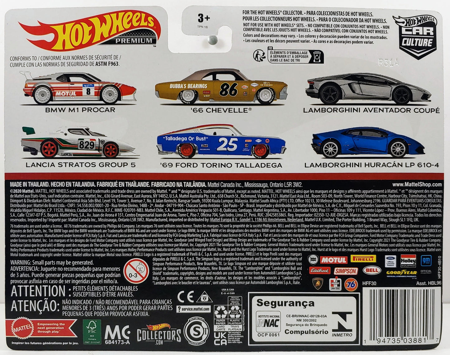 Hot Wheels 2022 - Premium / Car Culture / 2 Pack - '69 Ford Torino Talladega & '66 Chevelle - Metal/Metal & Real Riders