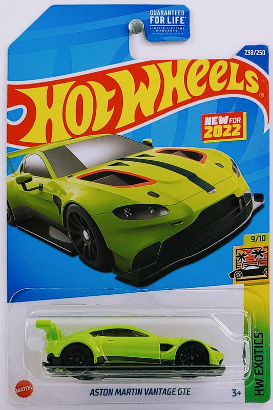 Hot Wheels 2022 - Collector # 238/250 - HW Exotics 9/10 - New Models - Aston Martin Vantage GTE - Bright Green - USA