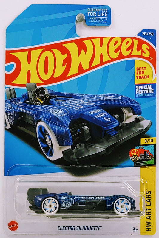 Hot Wheels 2022 - Collector # 213/250 - HW Art Cars 9/10 - Electro Silhouette - Blue - USA