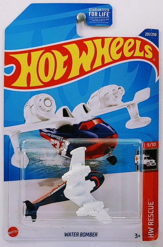 Hot Wheels 2022 - Collector # 231/250 - HW Rescue 9/10 - Water Bomber - Dark Blue, Red & White - USA