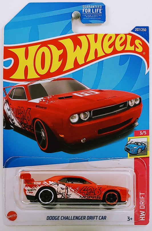 Hot Wheels 2022 - Collector # 207/250 - HW Drift 3/5 - Dodge Challenger Drift Car - Red / 426 MOPAR - USA