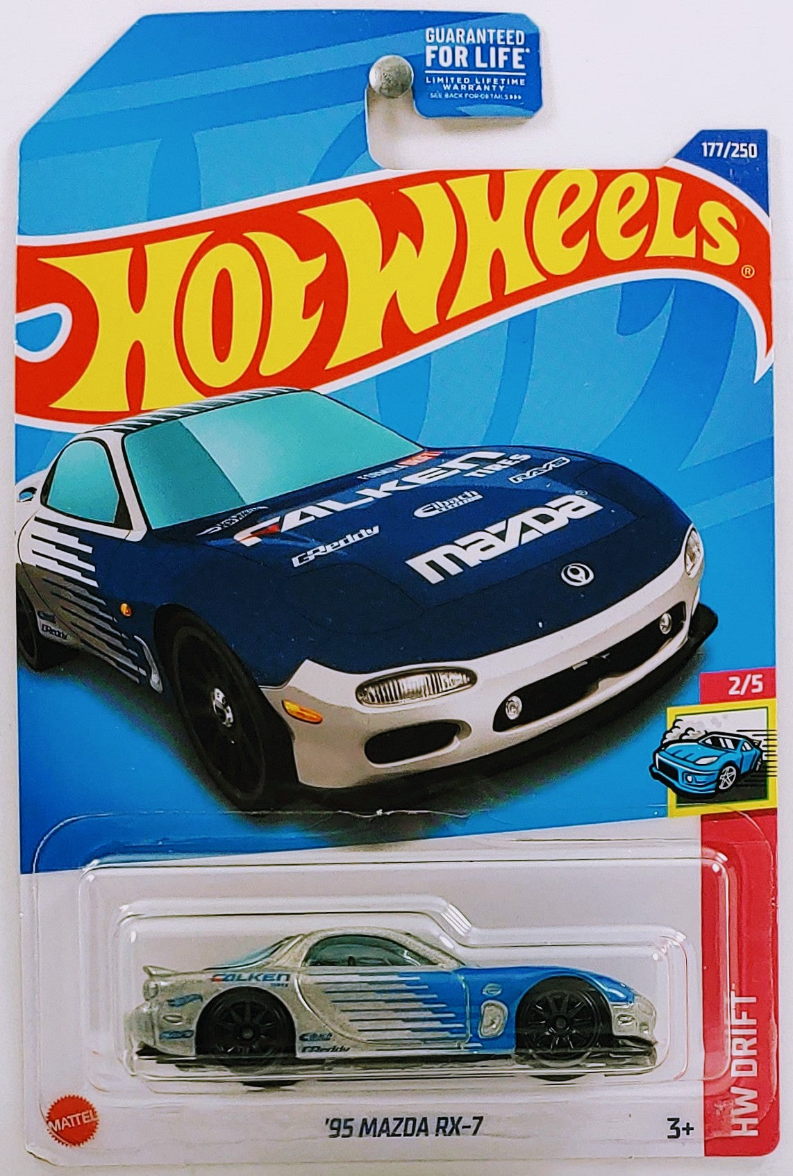 Hot Wheels 2022 - Collector # 177/250 - HW Drift 2/5 - '95 Mazda RX-7 - Gray / Falken - USA