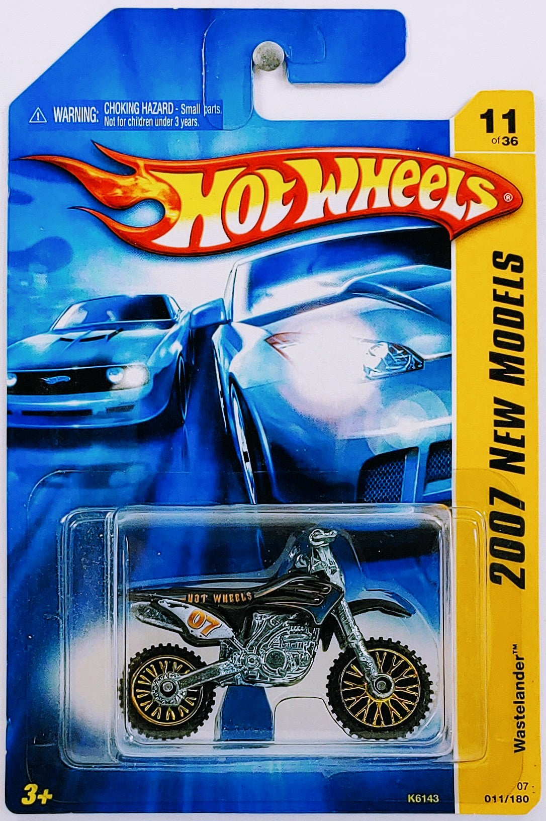 Hot Wheels 2007 - Collector # 011/180 - New Models 11/36 - Wastelander (Dirt Bike, Motorcycle) - Black - Gold Spoked Wheels - USA