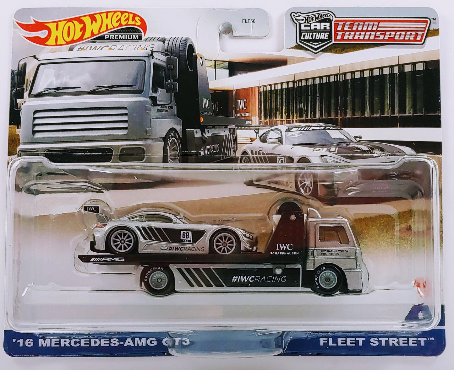 Hot Wheels 2022 - Premium / Car Culture / Team Transport # 48 - '16 Mercedes-AMG GT3 & Fleet Street - Gray & Black / #68 - Metal/Metal & Real Riders