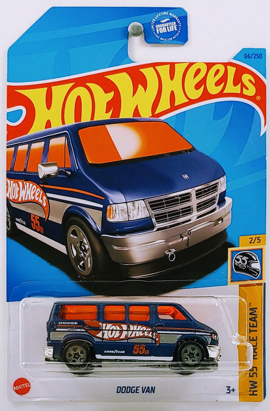 Hot Wheels 2023 - Collector # 066/250 - HW 55th Race Team 2/5 - Dodge Van - Blue - USA